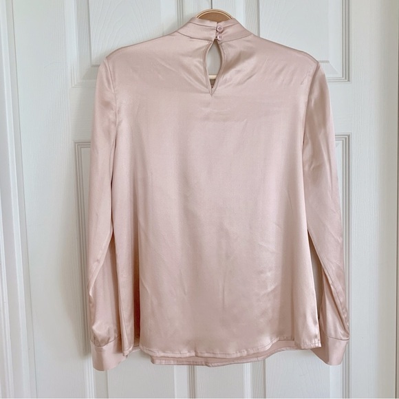 🌺 Lilysilk Pale Pink Silk Feminine Stand Collar Blouse Top w/ Pearl Clip Brooch - Picture 9 of 14